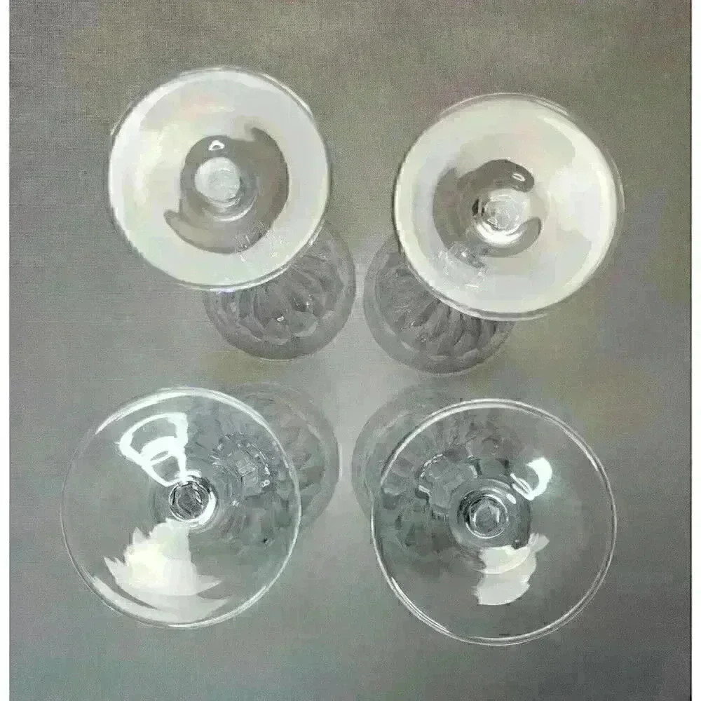 Vintage Josair Edith Crystal Large Claret Wine Glass Goblet Set 4 Glasses Signed - Picture 4 of 6